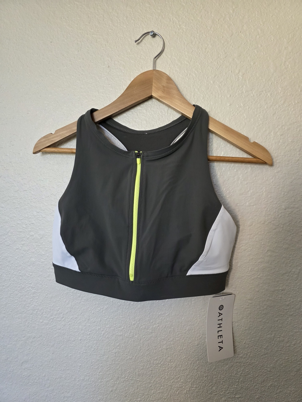 *NWT* Athleta Colorblock Zip Front Bikini Top
